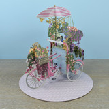 The Flower Seller's Pink Bicycle - 3D Pop Up Greetings Card 3D009