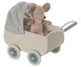 Pram With Baby Mouse - Mint