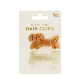 Hair Clips (set of 2) - Dog & Bone Hair Clips (set of 2) - Dog & Bone