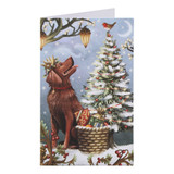 Santa's Dog Sleigh - 3D Christmas Card X3D042 Santa's Dog Sleigh - 3D Christmas Card X3D042