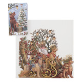 Santa's Dog Sleigh - 3D Christmas Card X3D042 Santa's Dog Sleigh - 3D Christmas Card X3D042