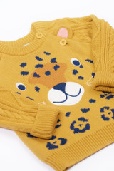 Caleb Character Knit Jumper - Primrose/Leopard Caleb Character Knit Jumper - Primrose/Leopard