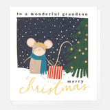 Mouse With Present Christmas Card For Grandson CRX038