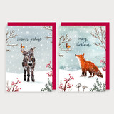 Fox & Donkey Christmas Card 8 Pack PXM01