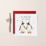 Penguins Lovely Couple Christmas Card XM79 Penguins Lovely Couple Christmas Card XM79