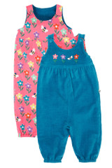 Helen Reversible Dungaree - Boat Blue / Fun Flowers Helen Reversible Dungaree - Boat Blue / Fun Flowers