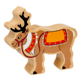 Natural Wood Brown Reindeer With Reins Natural Wood Brown Reindeer With Reins