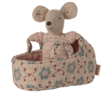 Baby Mouse In Carry Cot - Rose