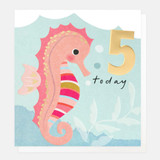 Pink Seahorse 5th Birthday Card BUB005
