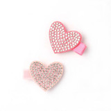 2 Diamante Heart Motif Clips 3.5cm