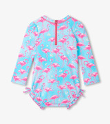 Flamingos One-Piece Rashguard Swimsuit