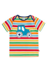 Bobster Applique T-Shirt - Happy Stripe/Tractor