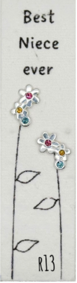 Earrings - Best Niece Ever Triple Flower Gem
