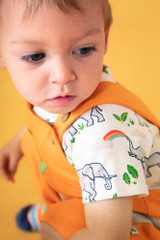 Lelant Dungaree - Spark Orange / Elephant