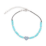 Turquoise Blue Heart Charm Anklet