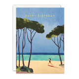 Beach Yoga Birthday Card K4491