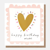 Gold Heart Scalloped Birthday For Mum BOD014