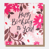Happy Birthday To You Flowers On Pink With Bug WFE009