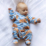 Teddy Stripe Unisex Baby Cotton Sleepsuit