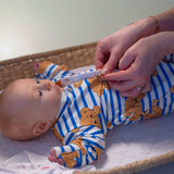 Teddy Stripe Unisex Baby Cotton Sleepsuit