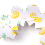 Wavy and Zigzag Edged White Clamp Lemon Print