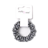 Dark Grey beaded scrunchie. Dia.5cm