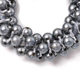 Dark Grey beaded scrunchie. Dia.5cm