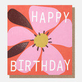 Pink Flower On Red Birthday ETT011