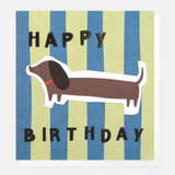 Green/Blue Stripe Sausage Dog Birthday STK001