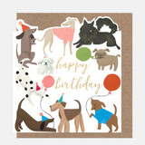 Happy Birthday Dogs With Balloons Party Hats Die Cut AST002