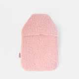 Light Pink & Green Heart Borg Hot Water Bottle
