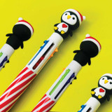 Six Colour Ballpoint Christmas Pen - Penguin Topper