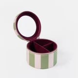 Pink & Green Stripe Round Jewellery Box RJB100