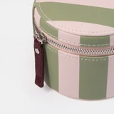 Pink & Green Stripe Round Jewellery Box RJB100
