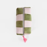 Pink & Green Stripe Cube Cosmetic Bag