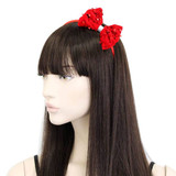 Wide Red Velvet & Sequin Bow Aliceband