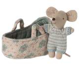 Baby Mouse In Carry Cot - Blue