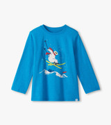 Skiing Bear Crew Neck Graphic Tee