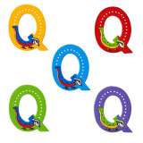 'Q' Wooden Animal Letter