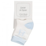 Alpine Boys Socks Twin Pack, Pale Blue And White