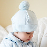 Fuzzy Blue Baby Bobble Hat