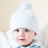 Fuzzy Blue Baby Bobble Hat