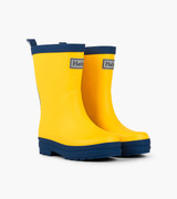 Yellow & Navy Matte Rain Boots