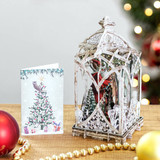 White Lantern With Santa - 3D Pop Up Christmas Card X3D028