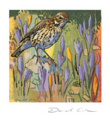 Song Thrush and Crocus Greetings Card