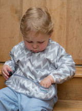 Sleeved Bib - Grey Chevron