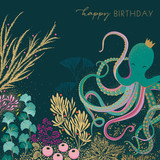 Octopus & Coral Happy Birthday SAM112A