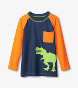 Colourblock Dino Long Sleeve Pocket Rashguard