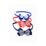 Double Gingham Bow Satin 1cm Wide Aliceband