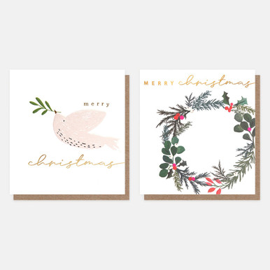 Dove & Wreath Mixed Charity Christmas Cards Pack of 8 MDX038